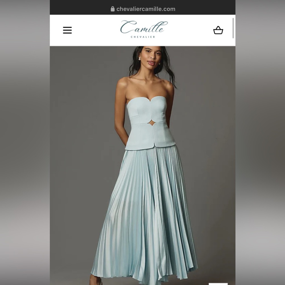 Light blue strapless midi dress